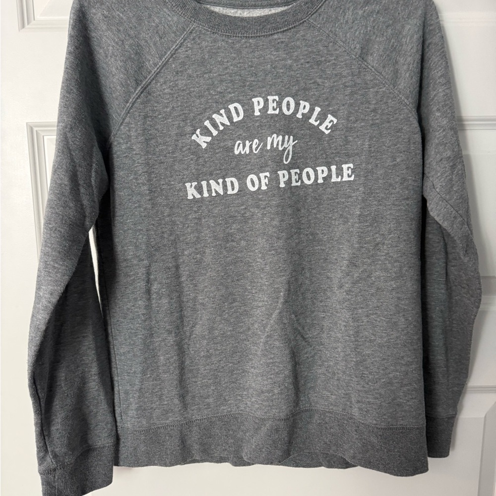 Maurices Gray Crew Neck Sweater with Positive Message